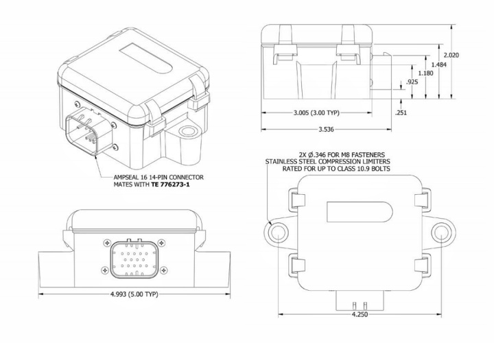 SG-LINK-200 傳感器的尺寸圖