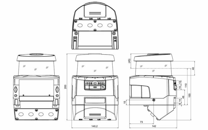 RSL420P-XL/CU400P-4M12 安全激光掃描儀的尺寸圖