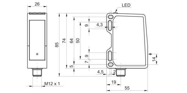 OM70-P0070.HH0048.VI 測(cè)距傳感器的尺寸圖