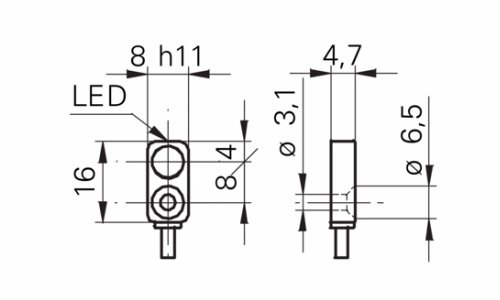 IFFM 08N37A6L 接近開(kāi)關(guān)傳感器的尺寸圖