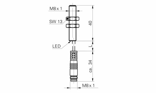 IFRM 08P17A1/KS35L 接近開關(guān)傳感器的尺寸圖